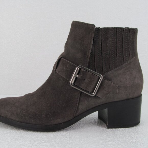 Aquatalia Foster Dark Gray Suede Ankle Booties 8.5 - Picture 3 of 11